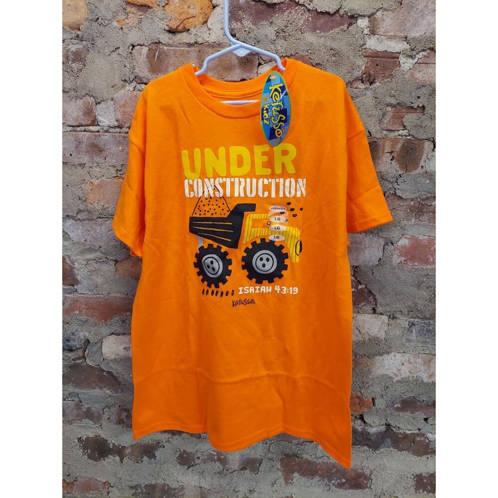 Kerusso Boys Sz L Christian T Shirt Under Construction Dump Truck Isaiah 43:19